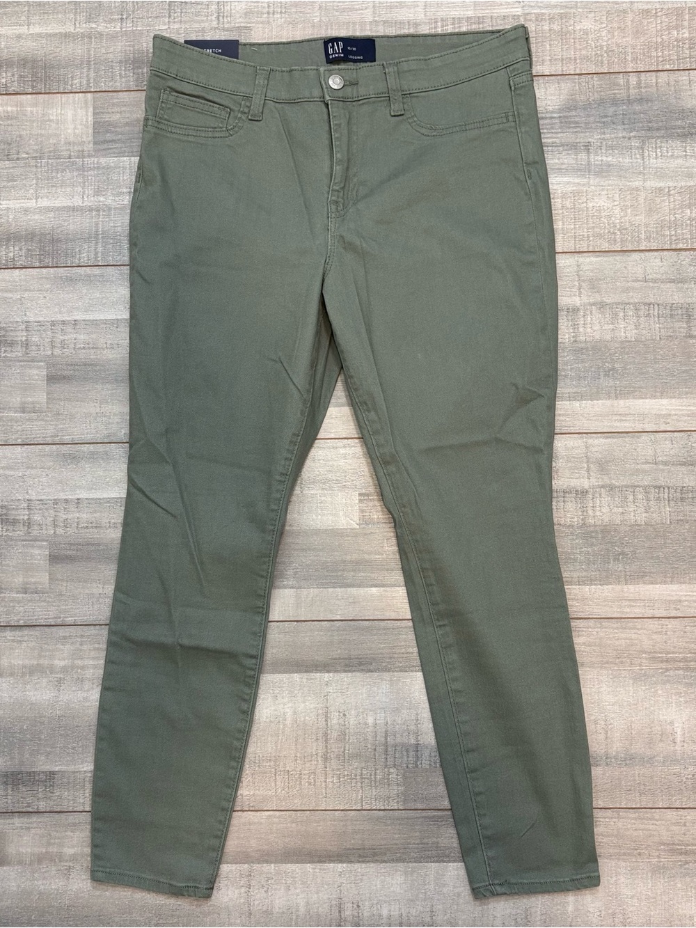 Gap Denim Green Stretch Mid Rise Super Skinny Jeans Leggings Women’s 10/30 NWT
